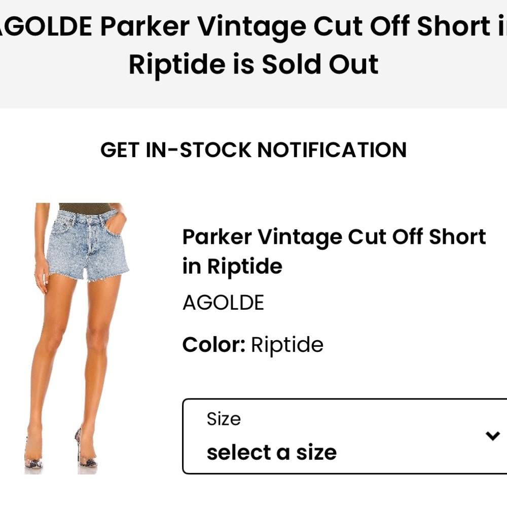 AGOLDE Parker Vintage Cut Off Shorts - Riptide